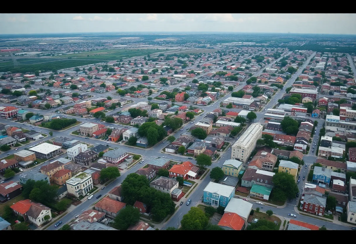 Aerial view of New Orleans depicting recovery efforts post-Hurricane Katrina