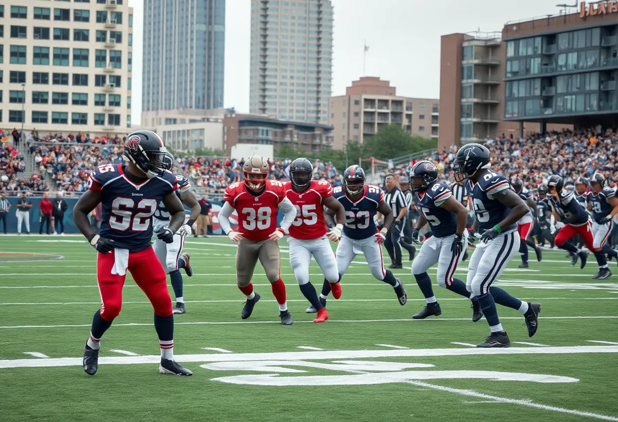 New Orleans Saints players in a football game