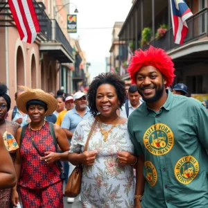 Community celebration in New Orleans commemorating Hurricane Katrina recovery.