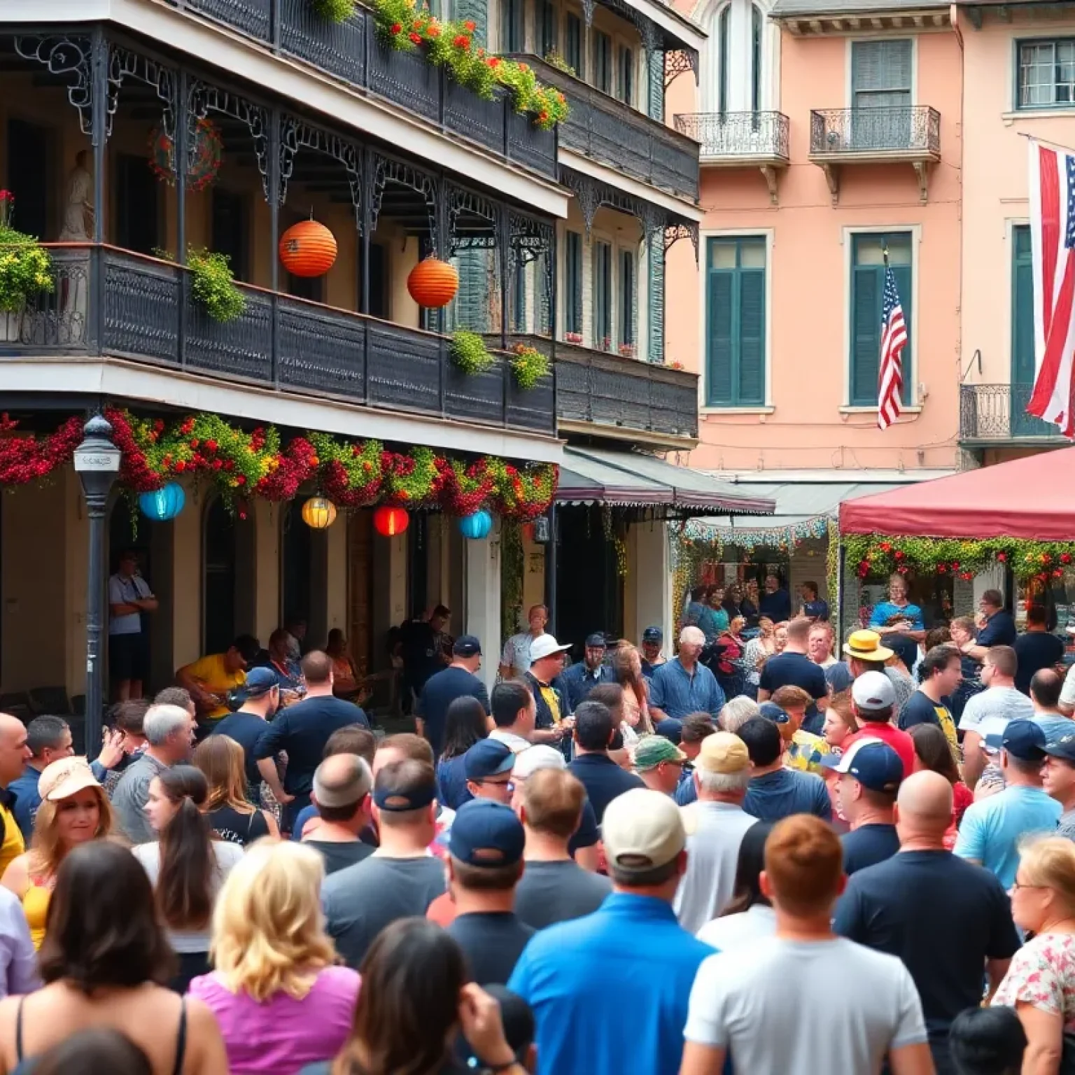 Crowd enjoying live music at the NOLAxNOLA concert series in New Orleans