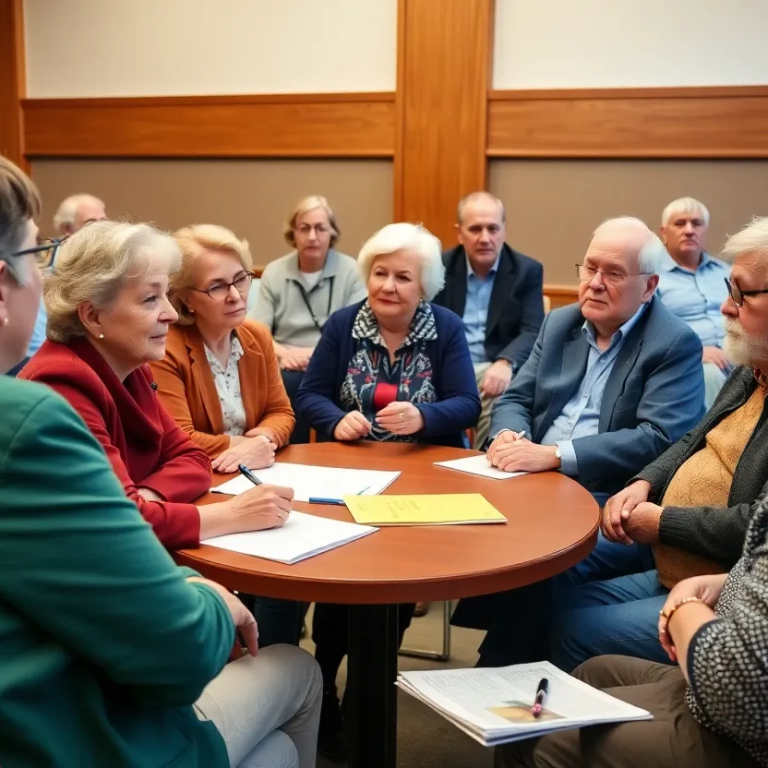 Community meeting on disaster preparedness for seniors.