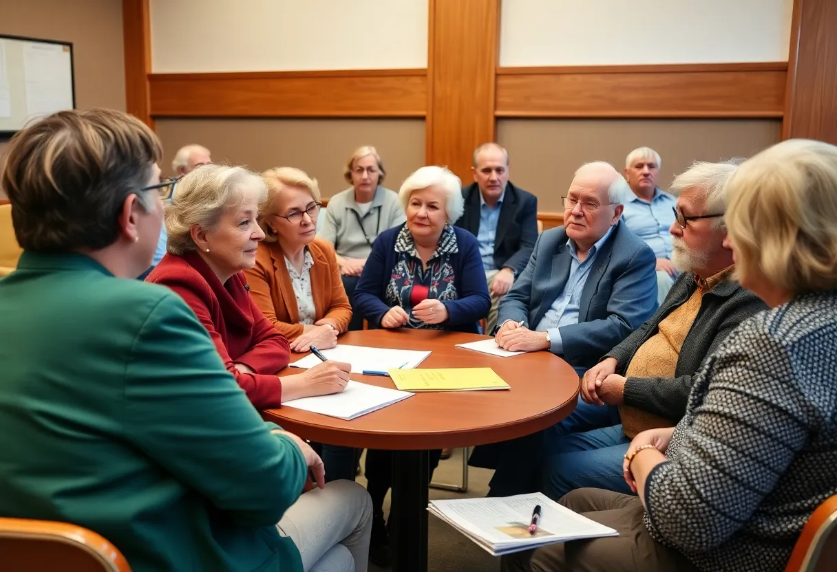 Community meeting on disaster preparedness for seniors.