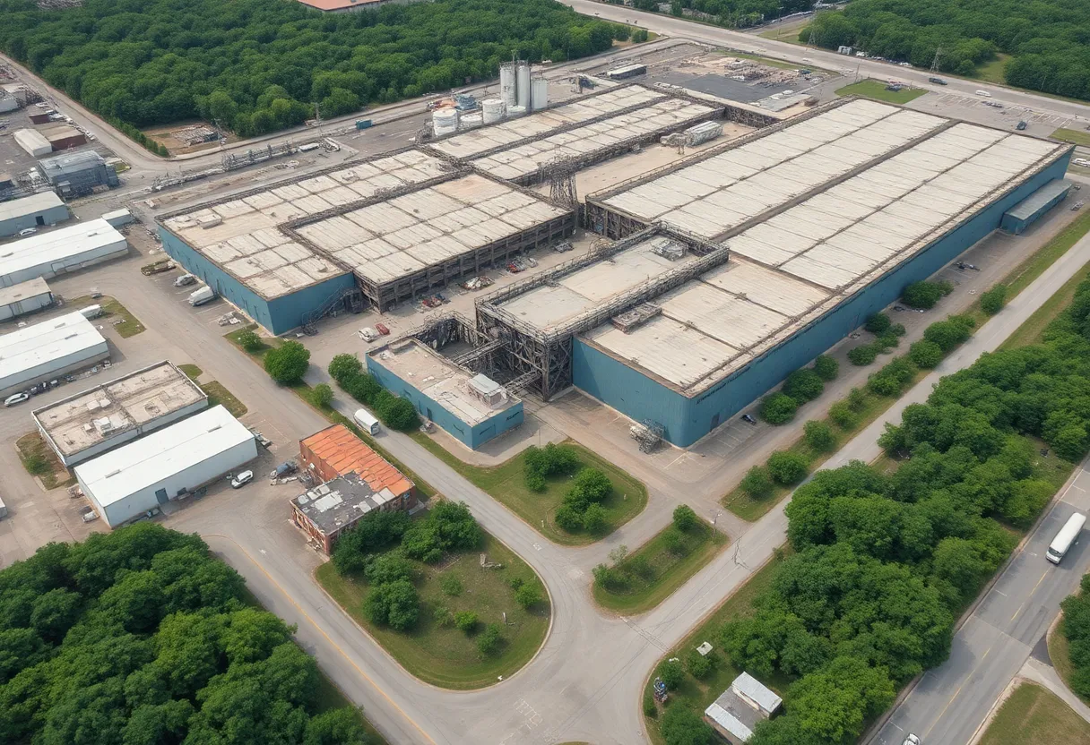 Aerial view of the industrial site in Shreveport, Louisiana