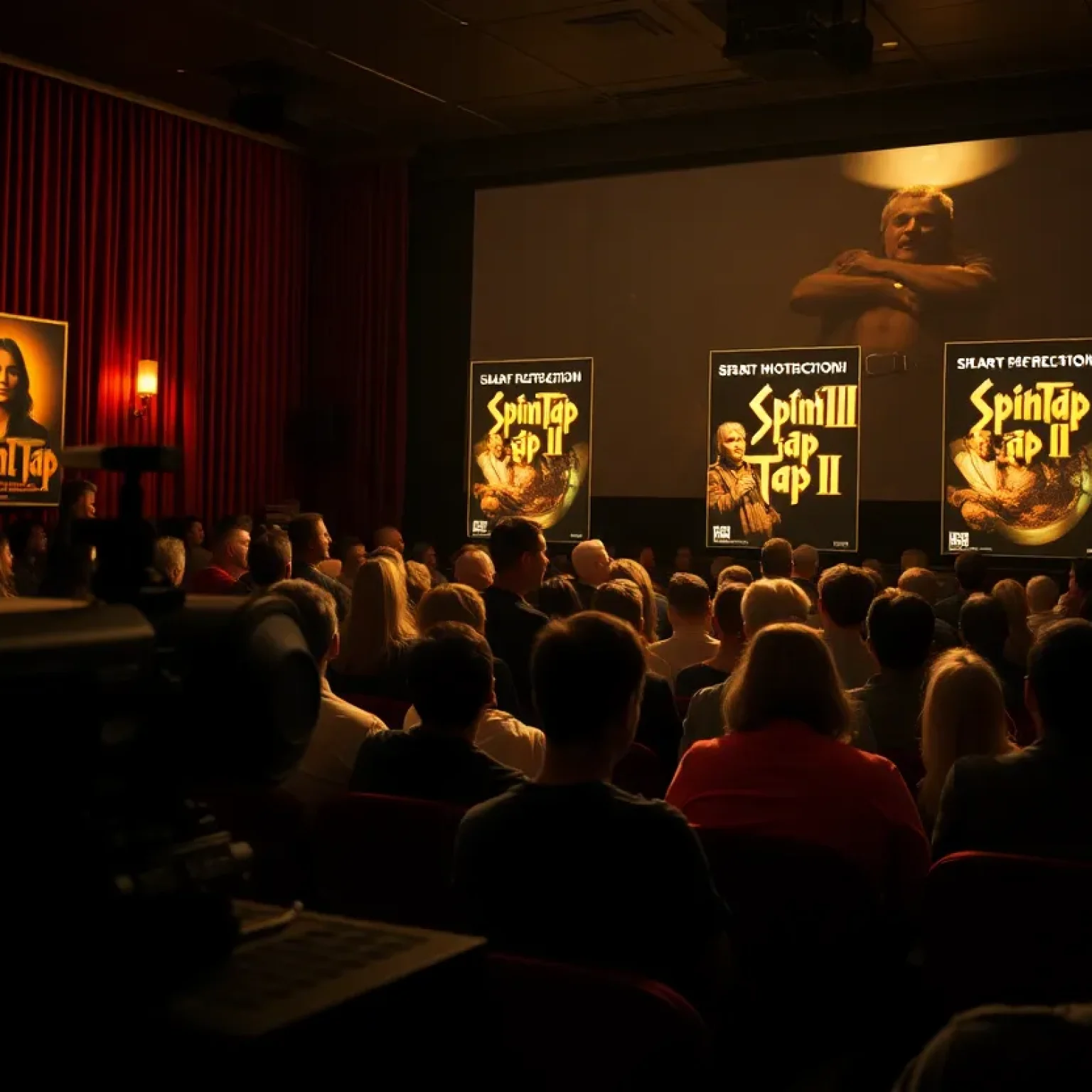 Audience watching Spinal Tap II screening at The Broad Theatre