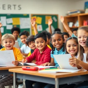 Students engaging in mathematics in a classroom environment