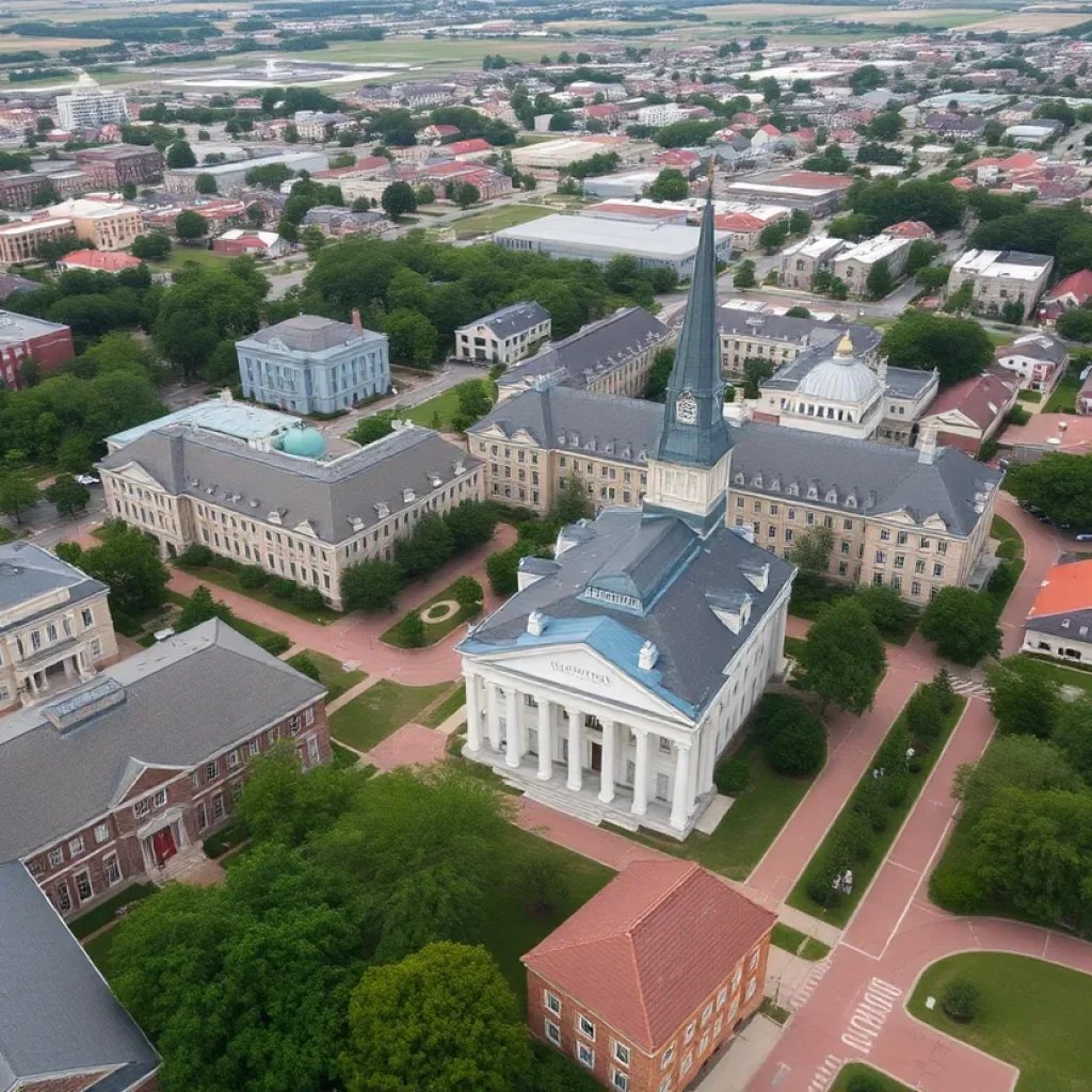 Aerial view of the University of New Orleans campus