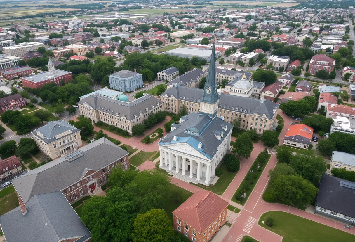 Aerial view of the University of New Orleans campus