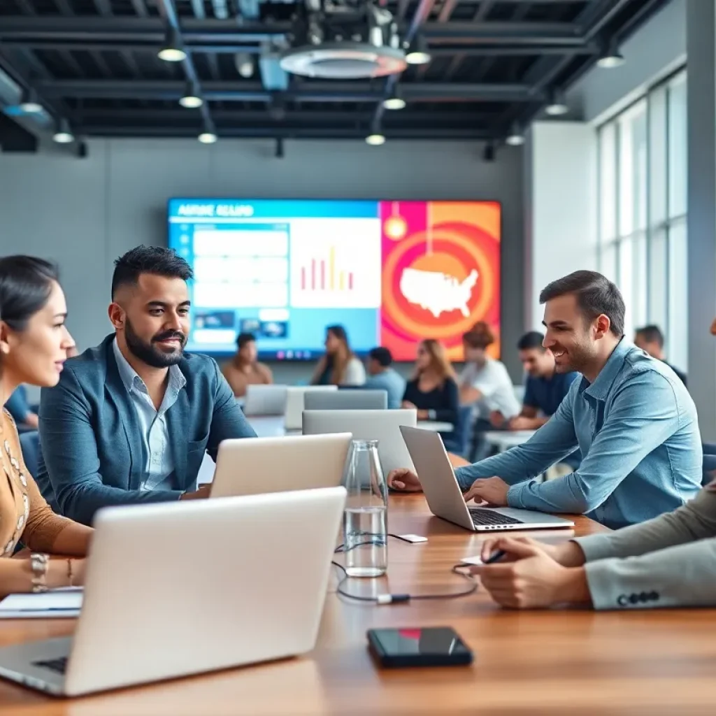 Small business owners participating in an online AI workshop