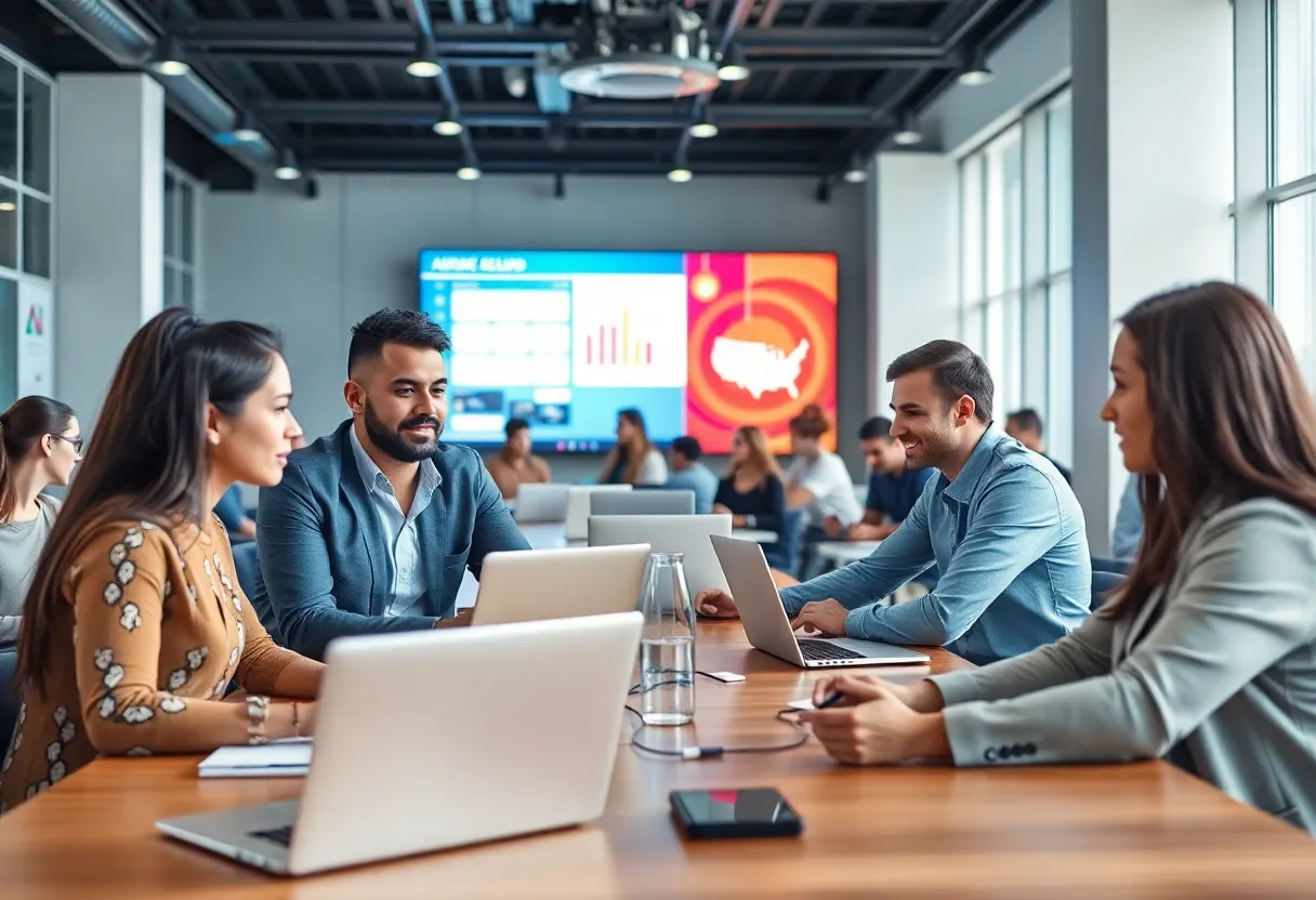 Small business owners participating in an online AI workshop