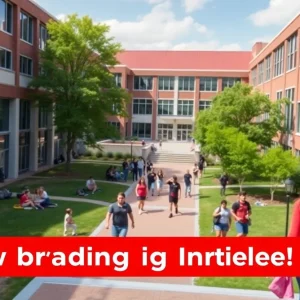 Campus of the University of New Orleans showcasing students and university buildings