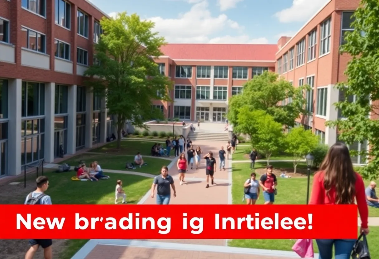 Campus of the University of New Orleans showcasing students and university buildings
