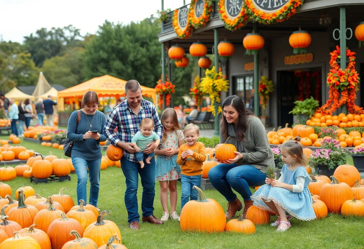 Families enjoying festivities in New Orleans during October