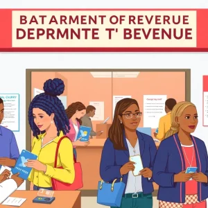 Baton Rouge Department of Revenue office promoting cashless payments