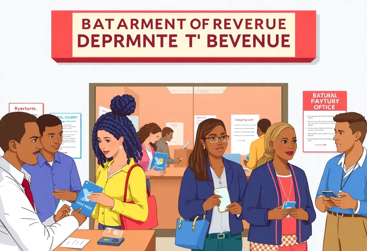 Baton Rouge Department of Revenue office promoting cashless payments