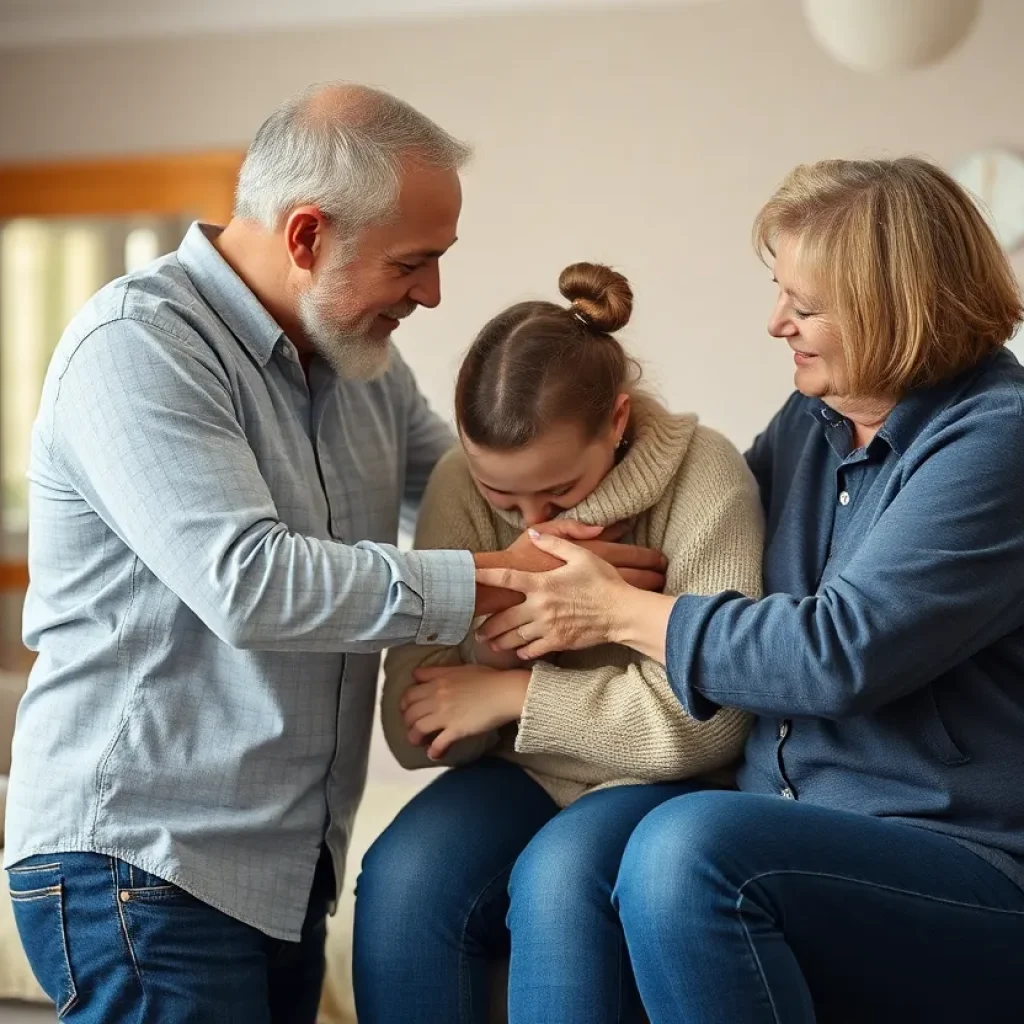 An illustration symbolizing the safe reunion of a child with family after an abduction incident.
