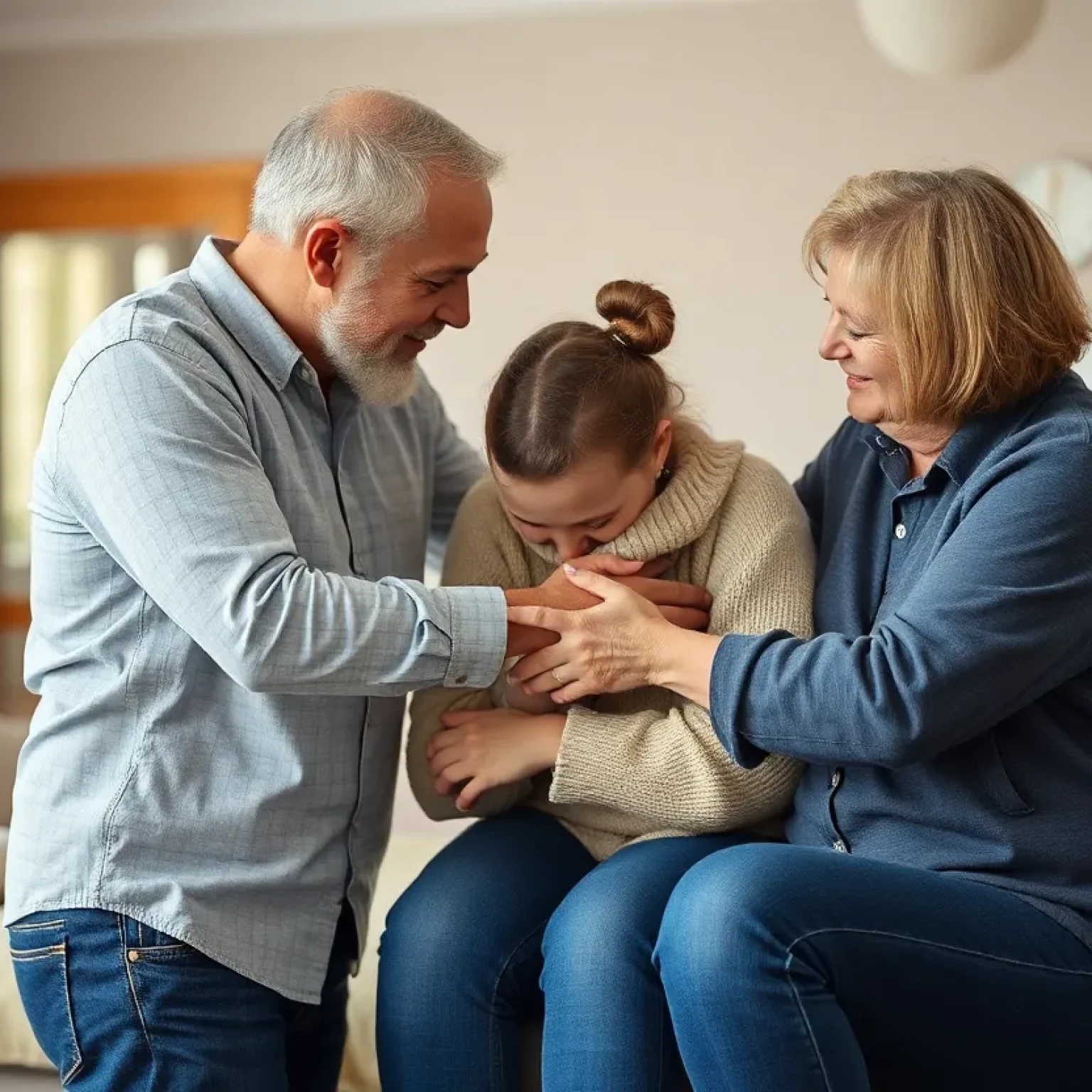 An illustration symbolizing the safe reunion of a child with family after an abduction incident.