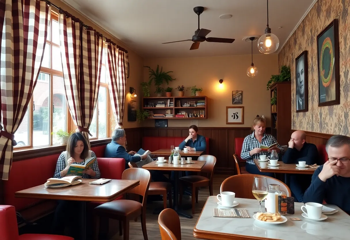 Interior view of Café Malou, showcasing the cozy atmosphere and dining setup.