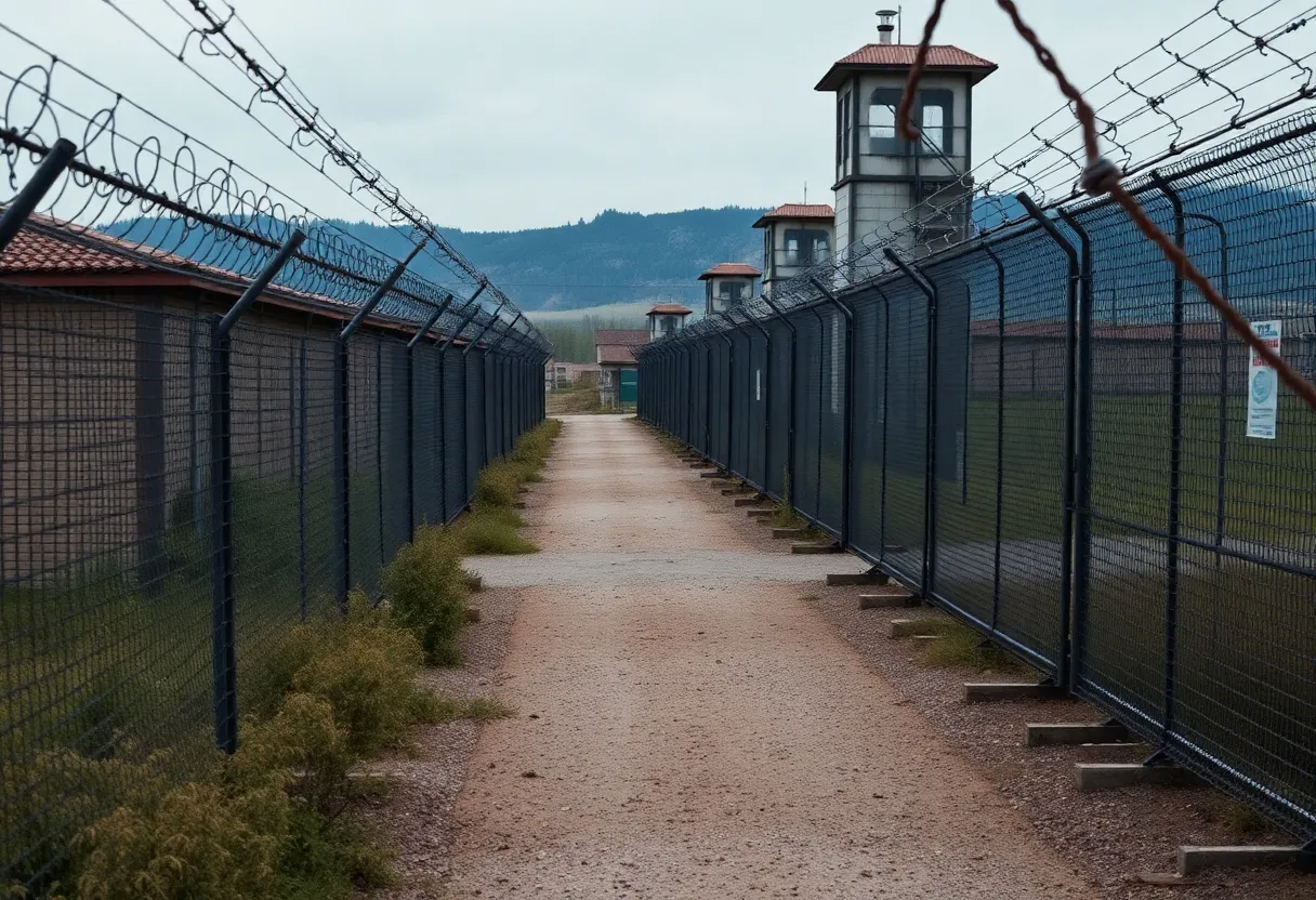 Exterior view of Camp J as an immigration detention center