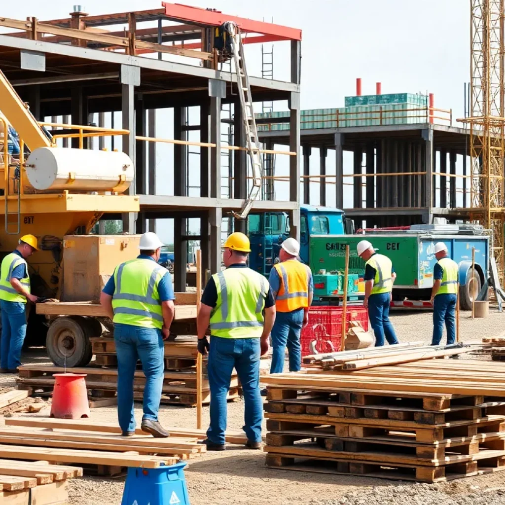 Skilled workers collaborating on construction site in Northeast Louisiana.