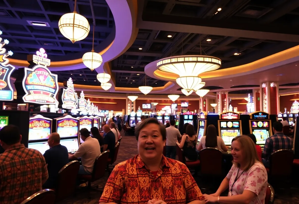 Interior view of the Coushatta Casino Resort showcasing vibrant gaming area