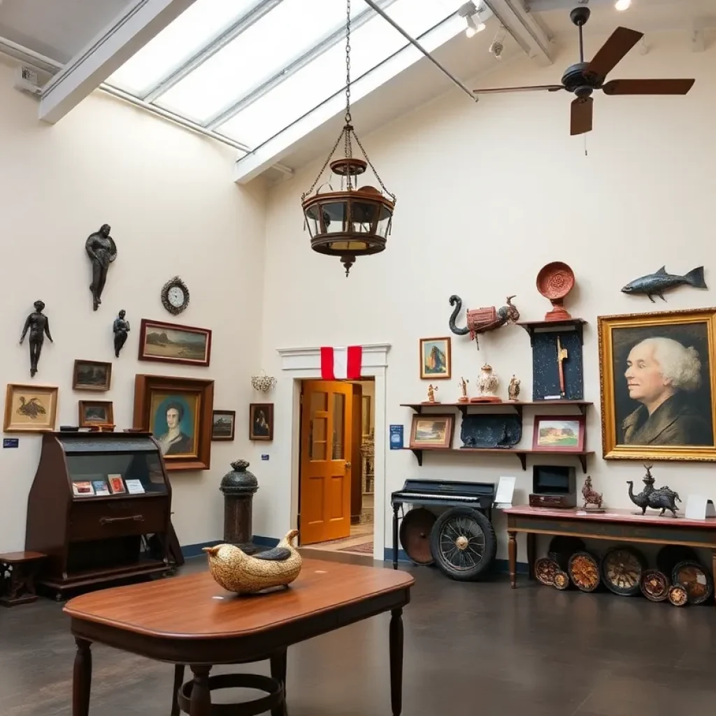 Interior view of a cultural center dedicated to Francophone heritage in New Orleans.