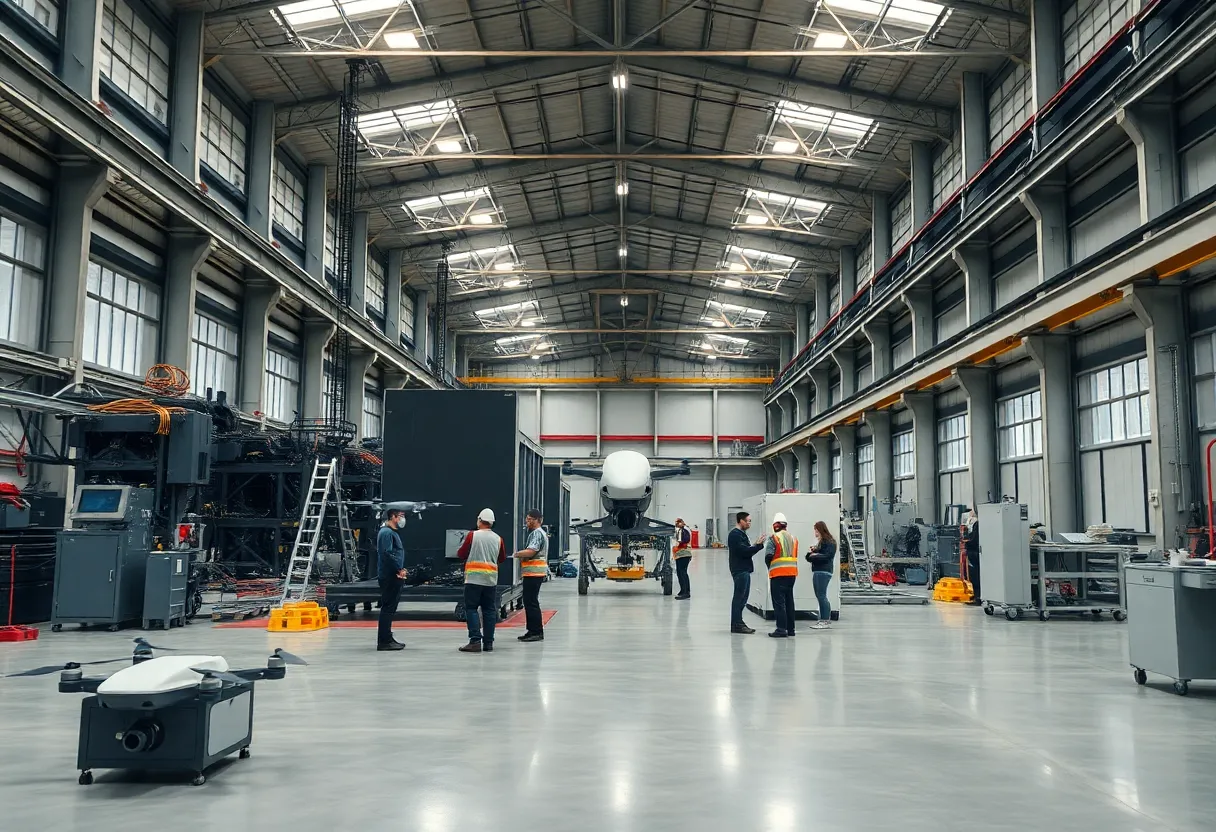 Construction site of DMR Technologies' drone manufacturing facility in Lafayette