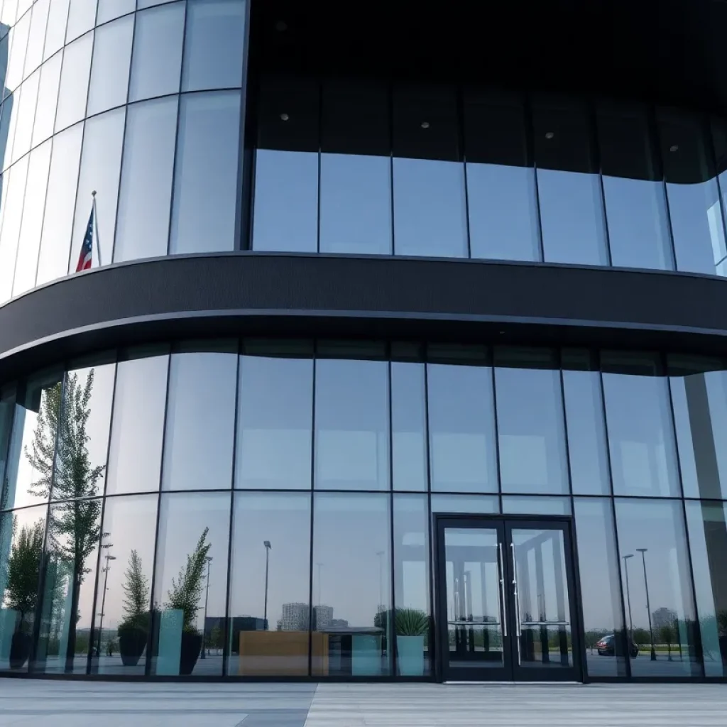 A modern law firm office building related to corporate investigations