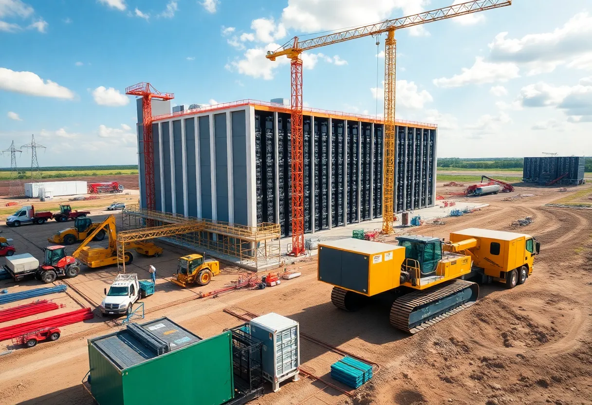 Construction site of a data center in Louisiana