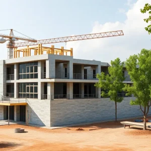 View of the construction site for the Louisiana National Guard readiness center