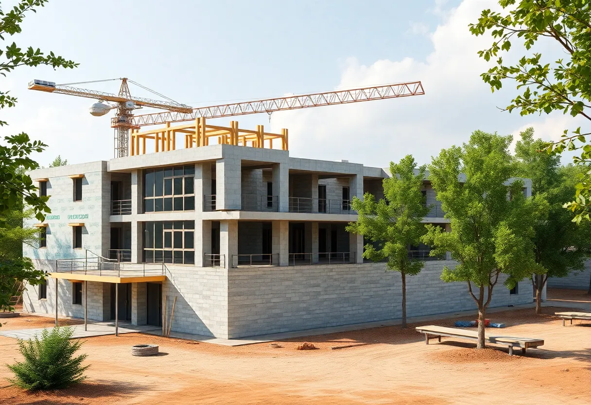 View of the construction site for the Louisiana National Guard readiness center