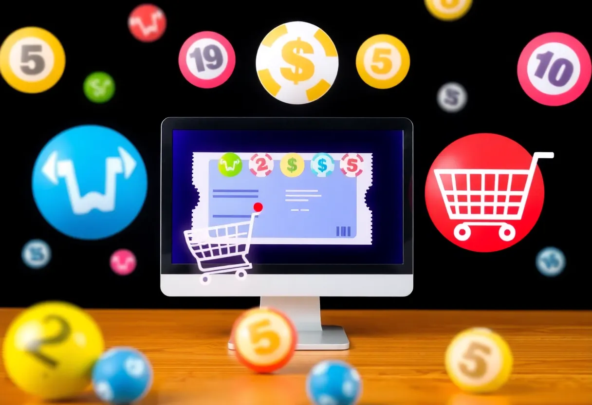 Illustration of online lottery ticket purchase concept