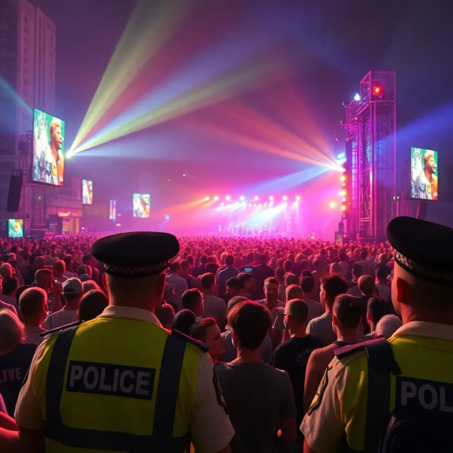 Police officers ensuring safety at NBA YoungBoy concert