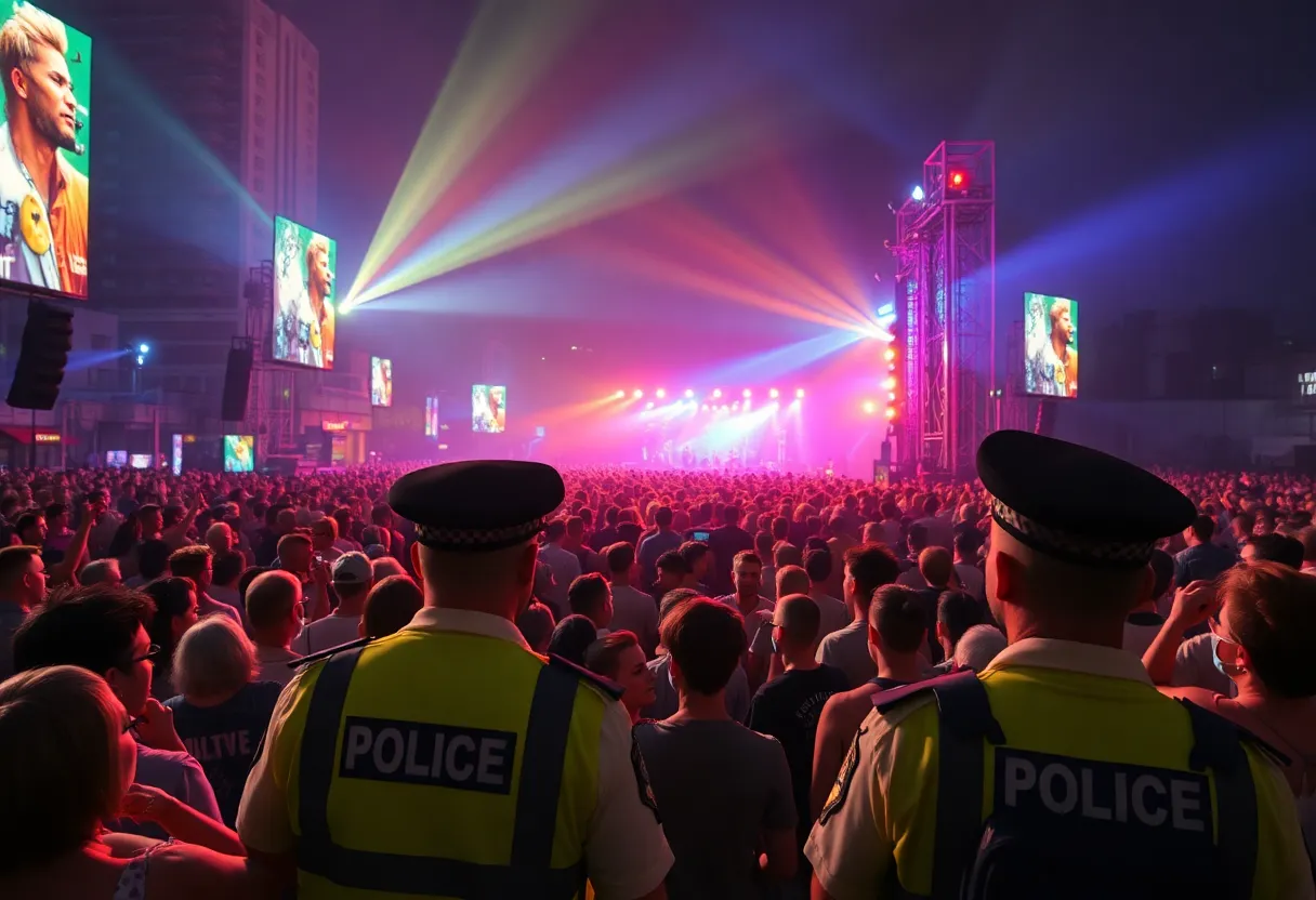 Police officers ensuring safety at NBA YoungBoy concert