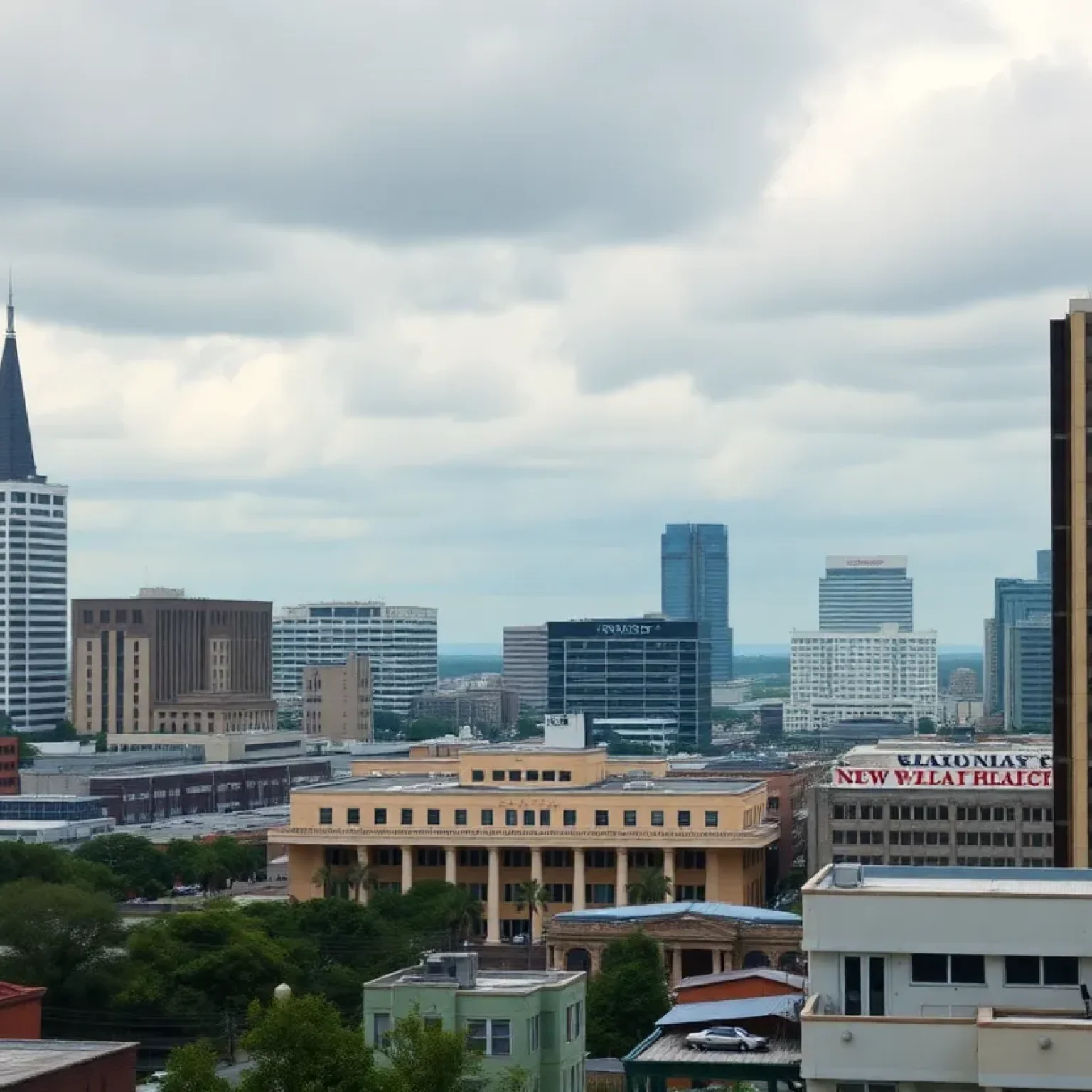 New Orleans skyline with healthcare facilities amidst budget cuts