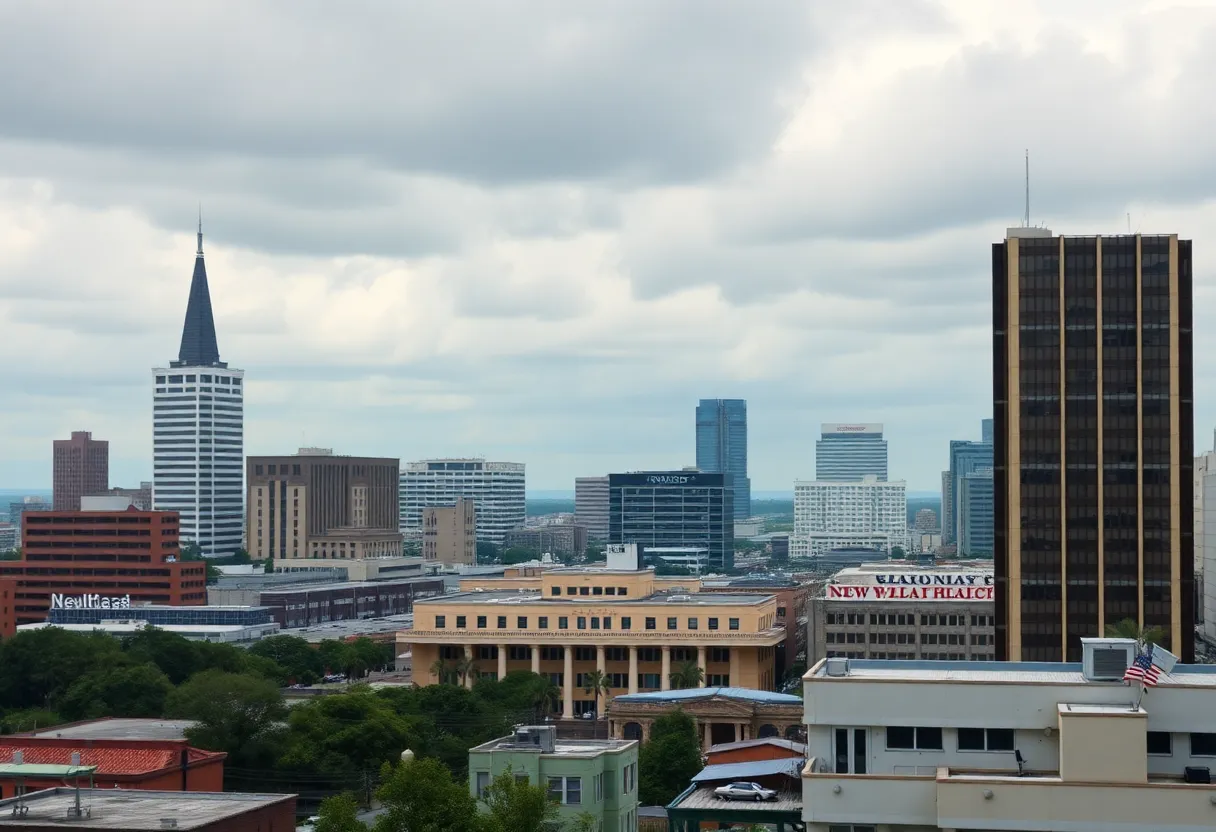 New Orleans skyline with healthcare facilities amidst budget cuts