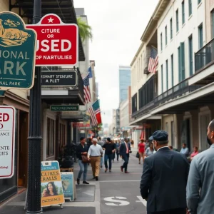 Closed sign at New Orleans Jazz National Historical Park