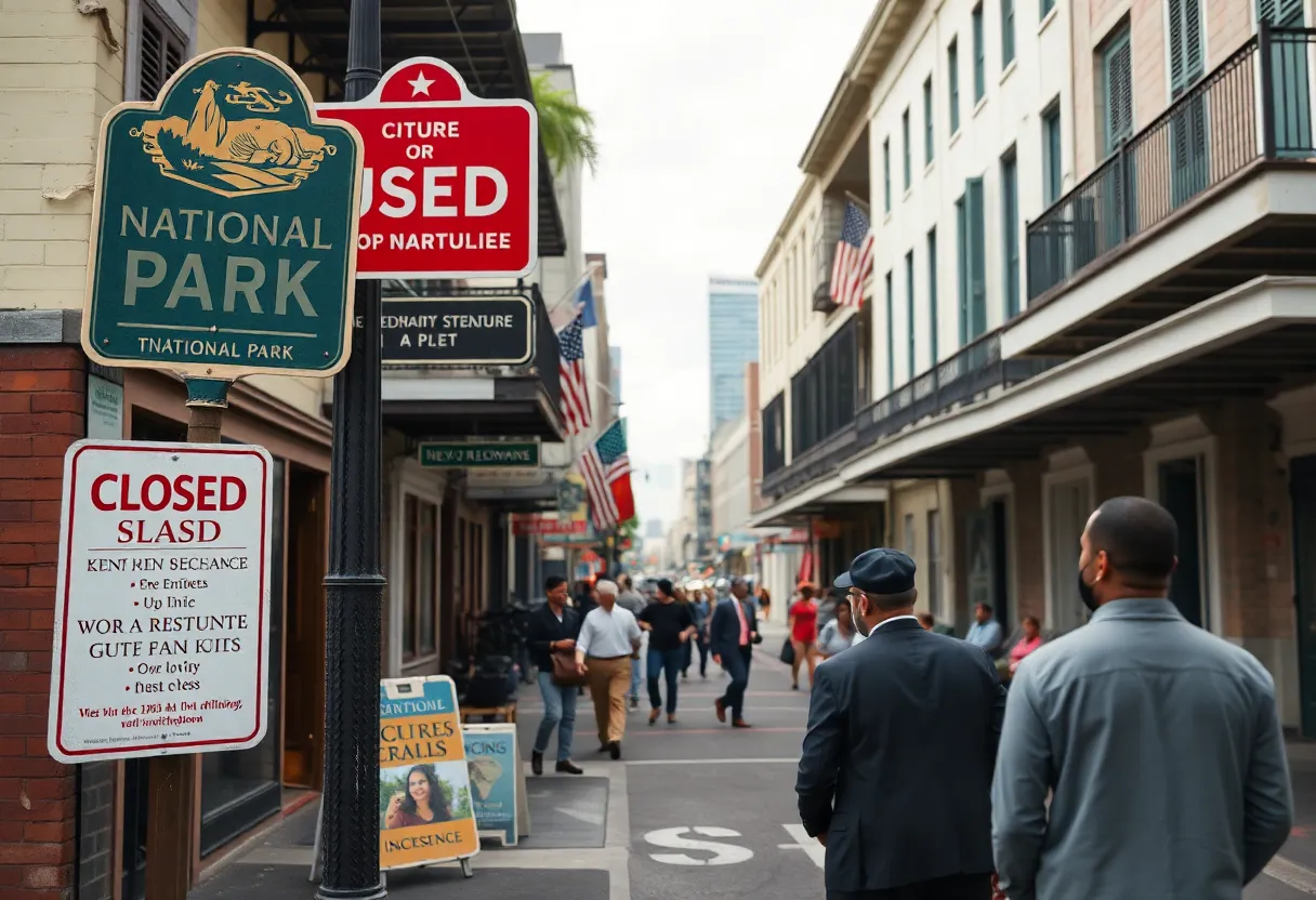 Closed sign at New Orleans Jazz National Historical Park