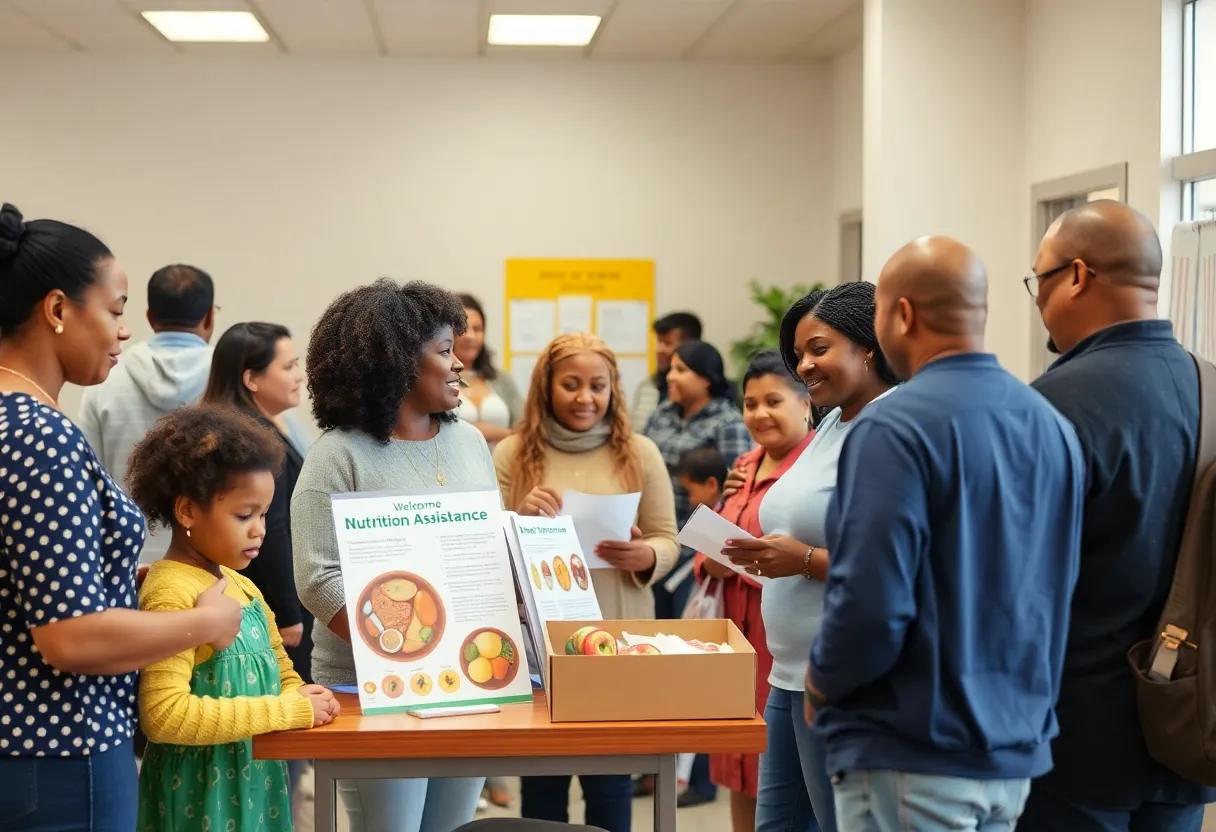 Families accessing SNAP assistance at a New Orleans community center