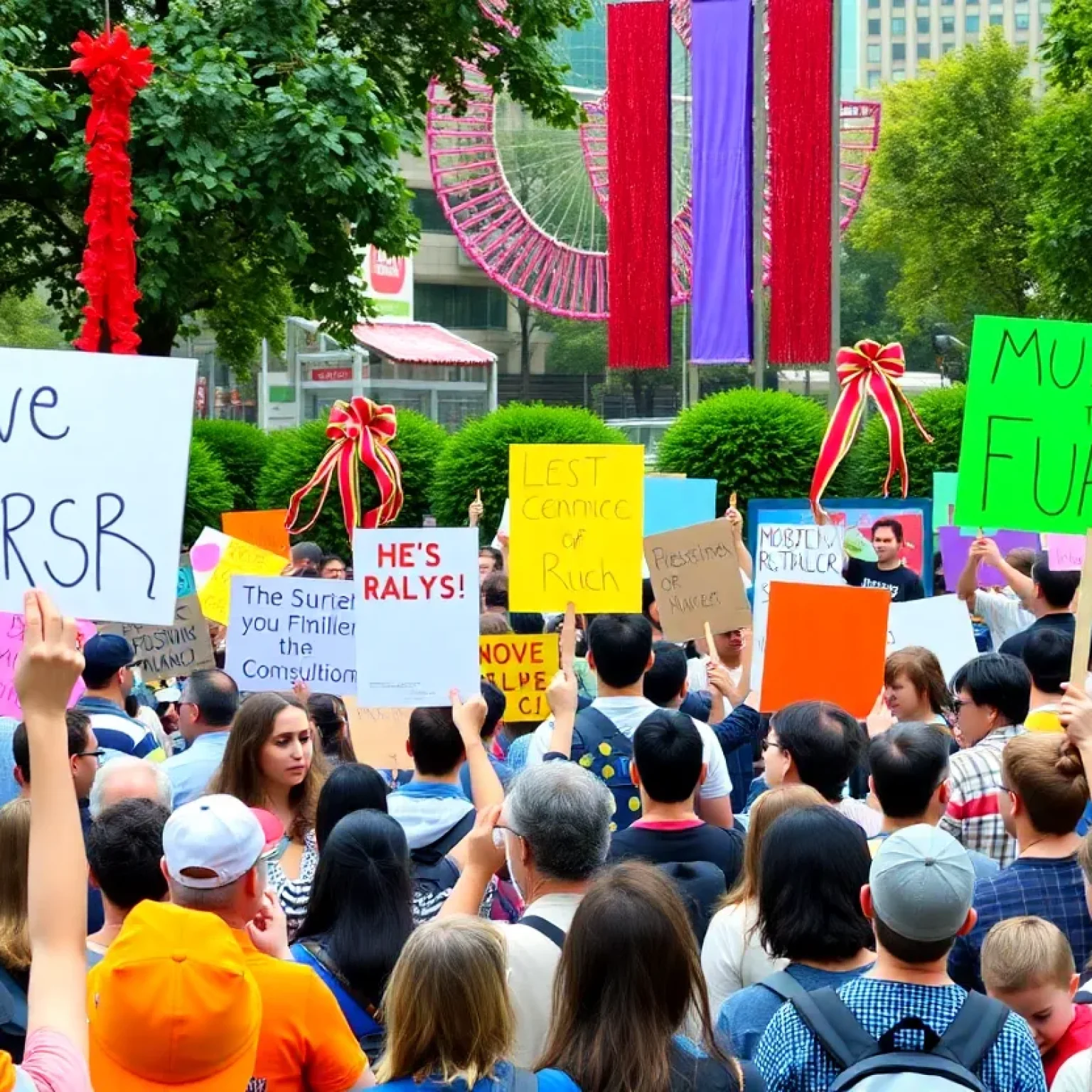 Crowd at No Kings 2.0 rally in New Orleans holding signs