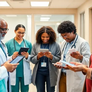 Patients accessing healthcare through digital devices.