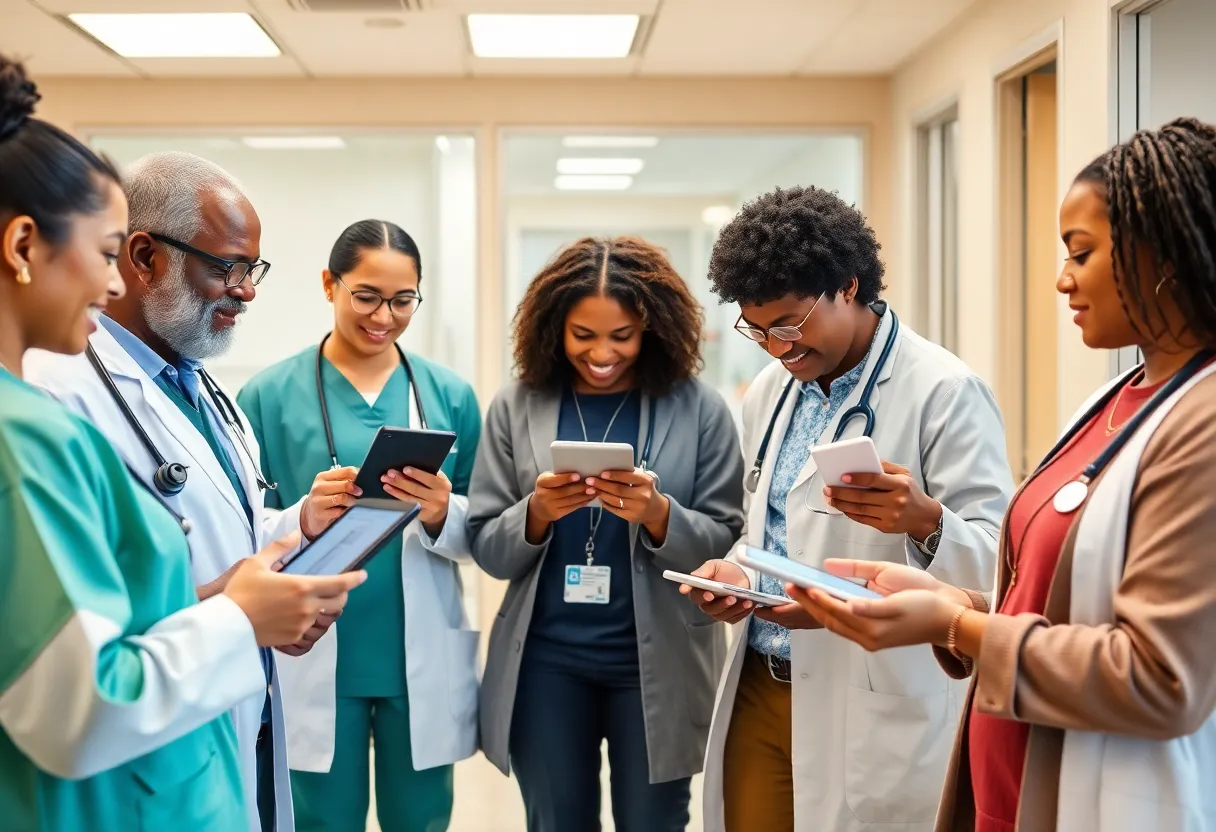 Patients accessing healthcare through digital devices.