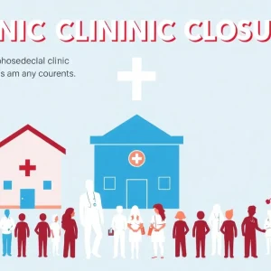 Illustration representing the impact of clinic closures on community health services
