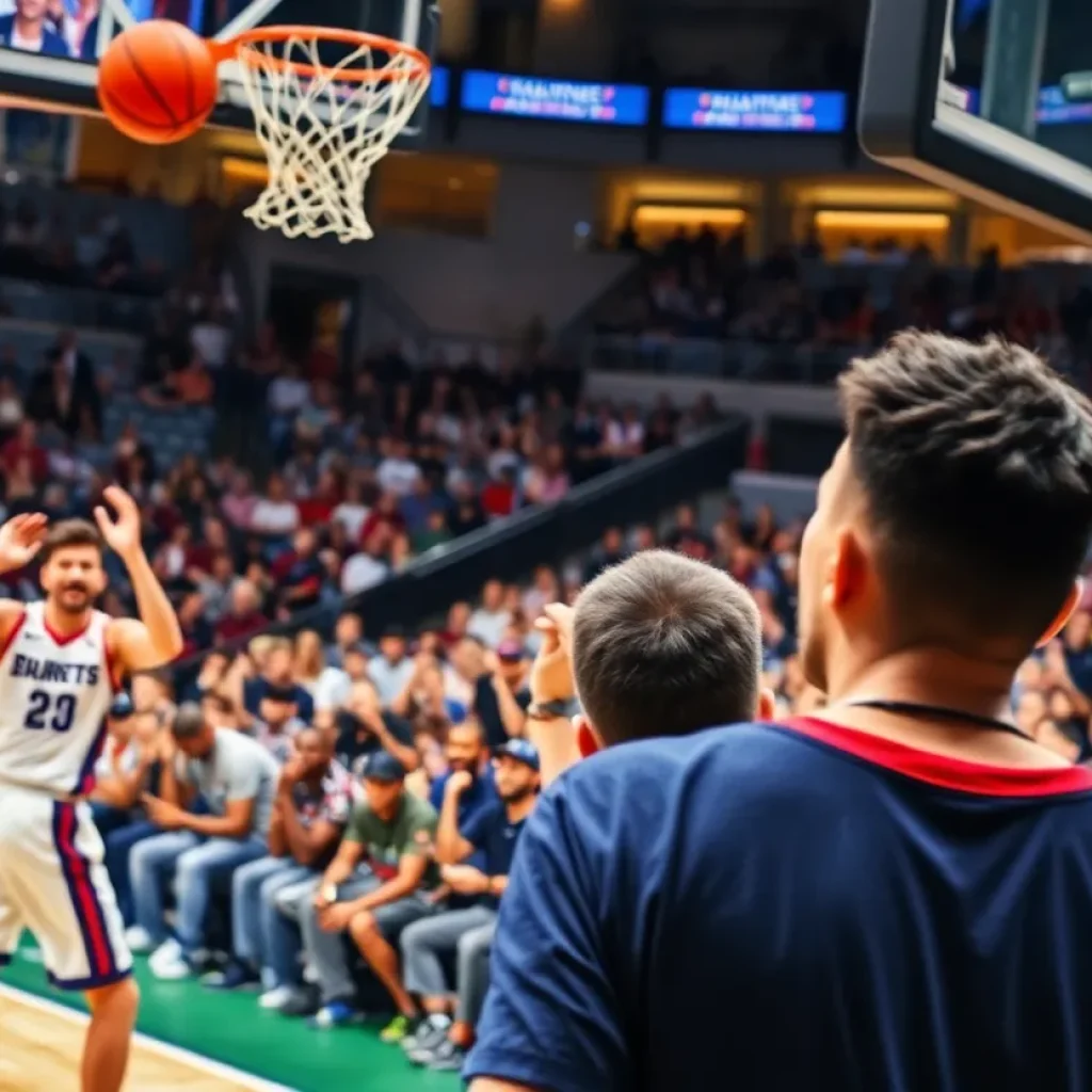 Players competing in New Orleans Privateers basketball game