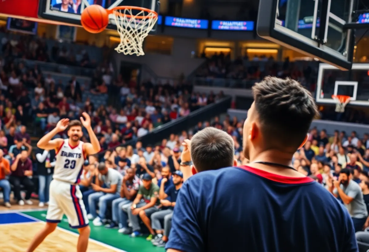 Players competing in New Orleans Privateers basketball game