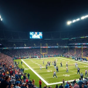 Saints team celebrates after their victory over the Giants.