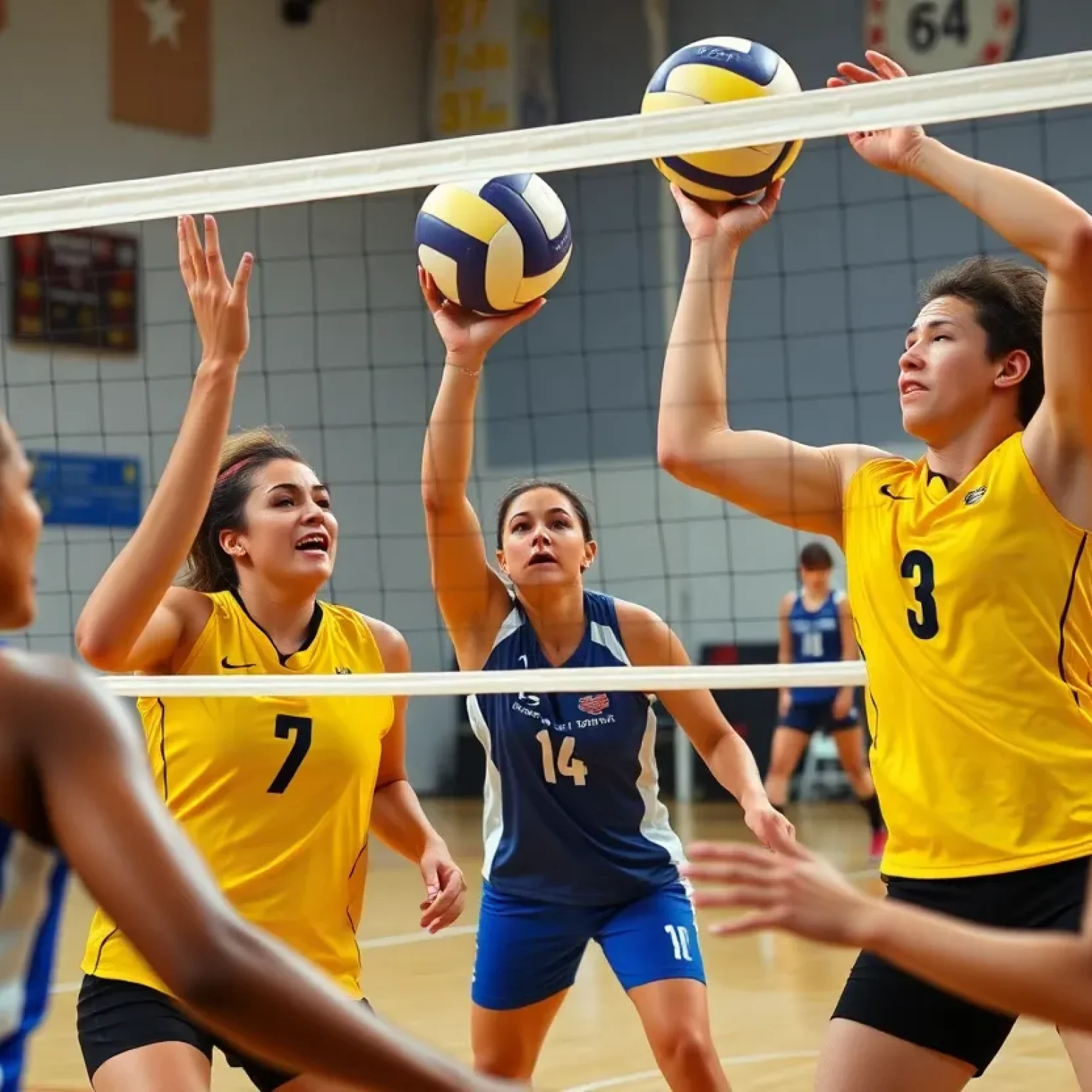 South Florida volleyball players during a match against Tulane
