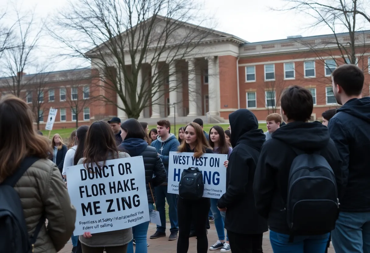 Students gathered in vigil outside Southern University for a victim of hazing.