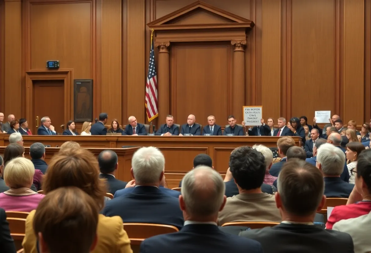 Supreme Court courtroom with discussions on redistricting